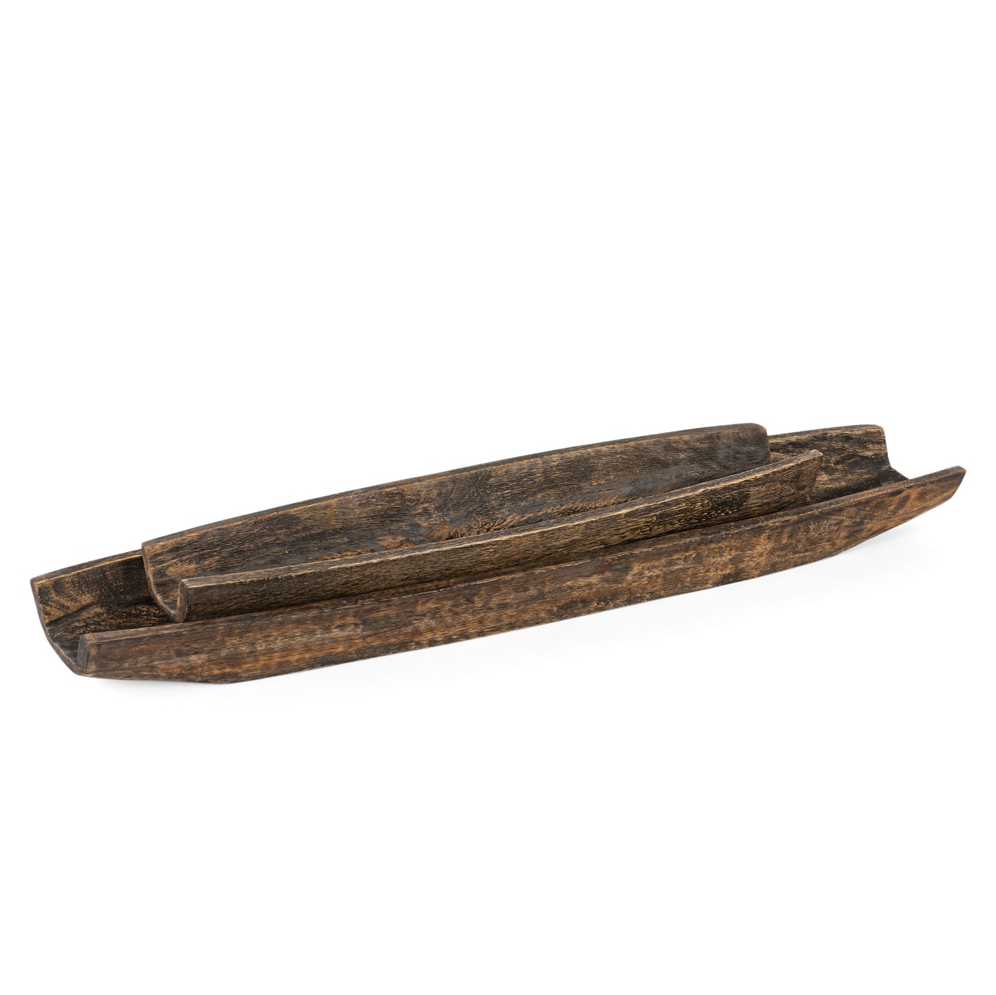 CRUZ WOOD BOAT TRAYS, SET OF 2