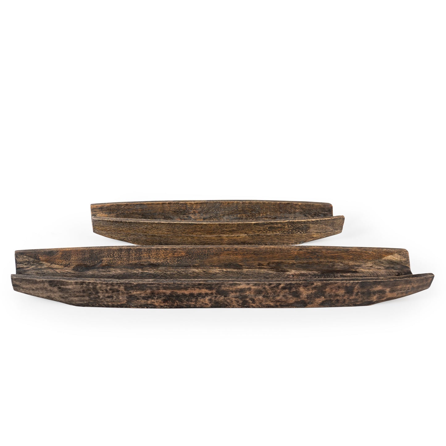 CRUZ WOOD BOAT TRAYS, SET OF 2