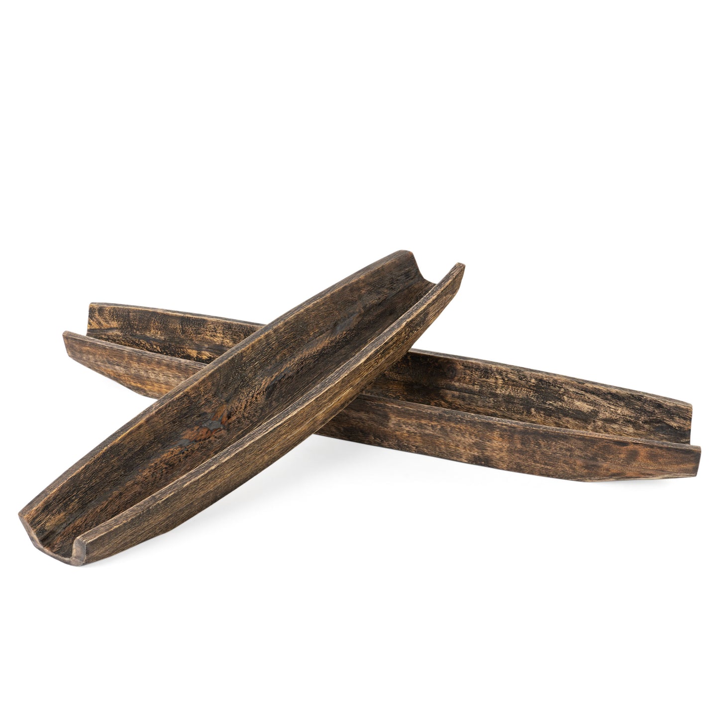 CRUZ WOOD BOAT TRAYS, SET OF 2