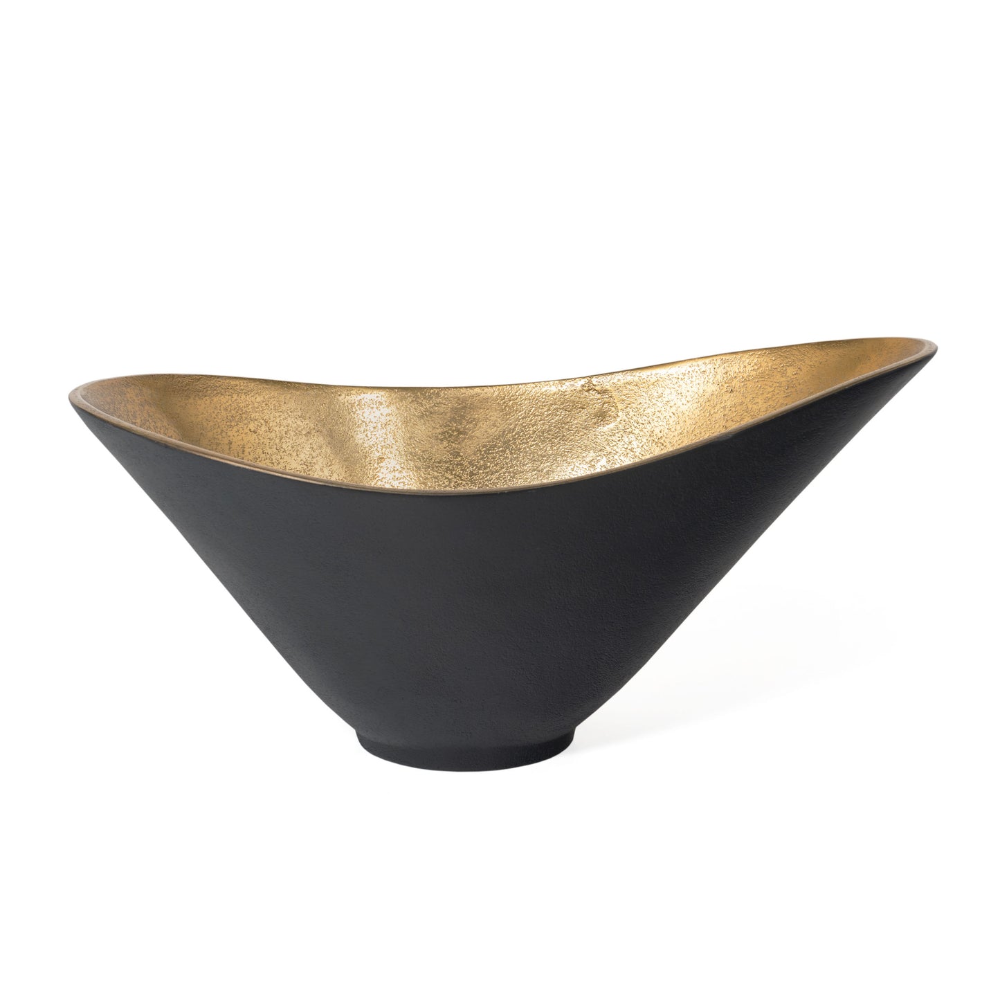 Matte black exterior, shimmering golden interior decorative bowl LARGE