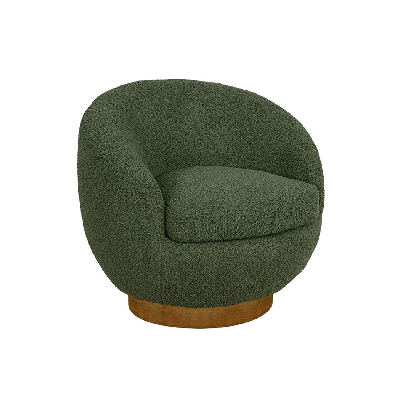 Green Shearling Sherpa Swivel Chair with Wood Base