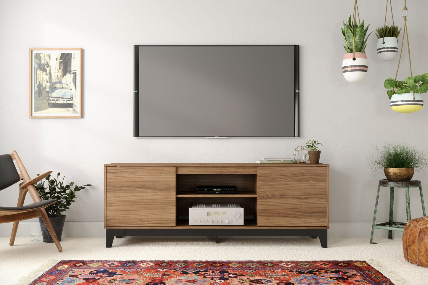 Nexera Rhapsody Tv Stand, 72-inch, Nutmeg and Black