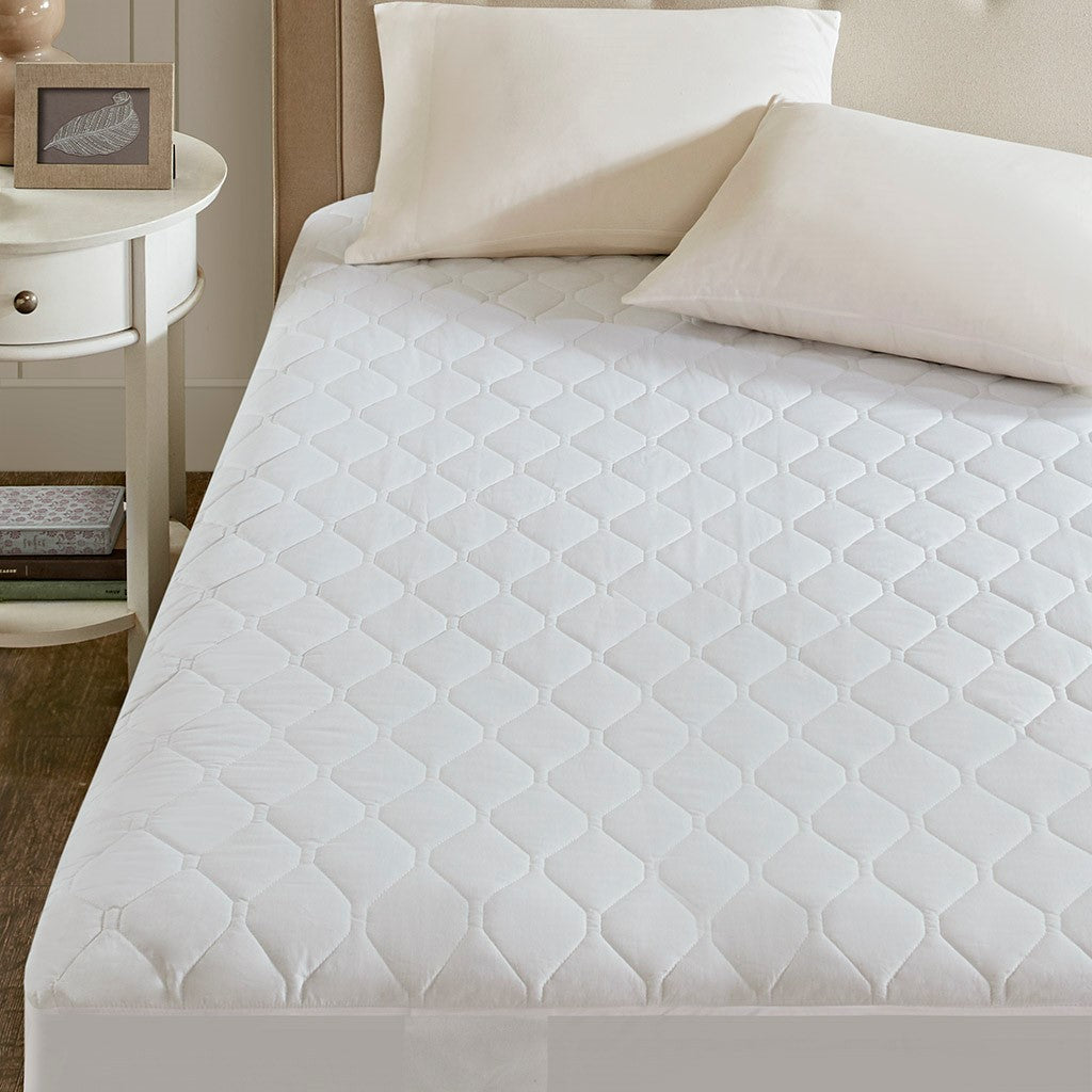 Cotton Blend Heated Mattress Pad, White (QUEEN OR KING)