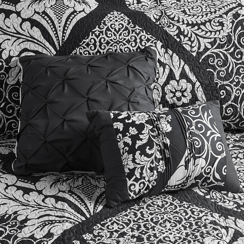 Transitional 6-Piece Quilt Set, Black