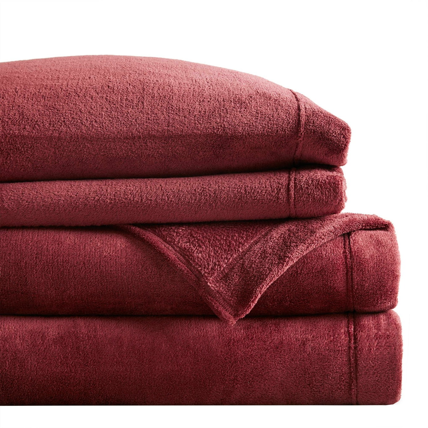 Micro Plush Solid Sheet Set, Burgundy