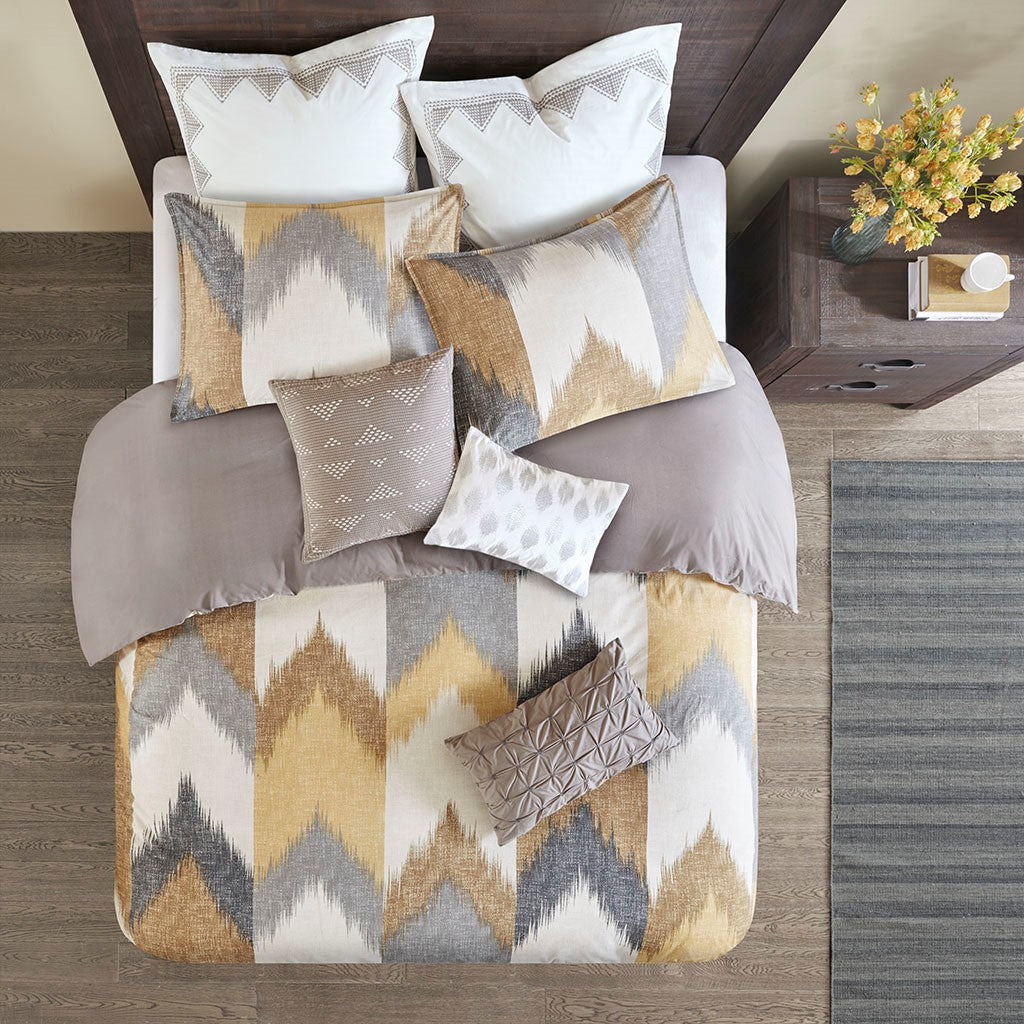 Ikat Chevron 3-Piece Comforter Set, Yellow