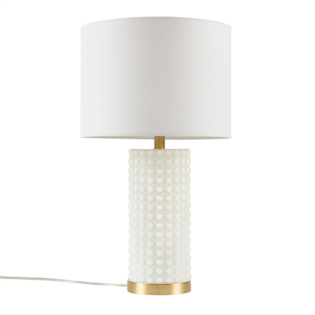 Gold White Glass Textured Dot Table Lamp