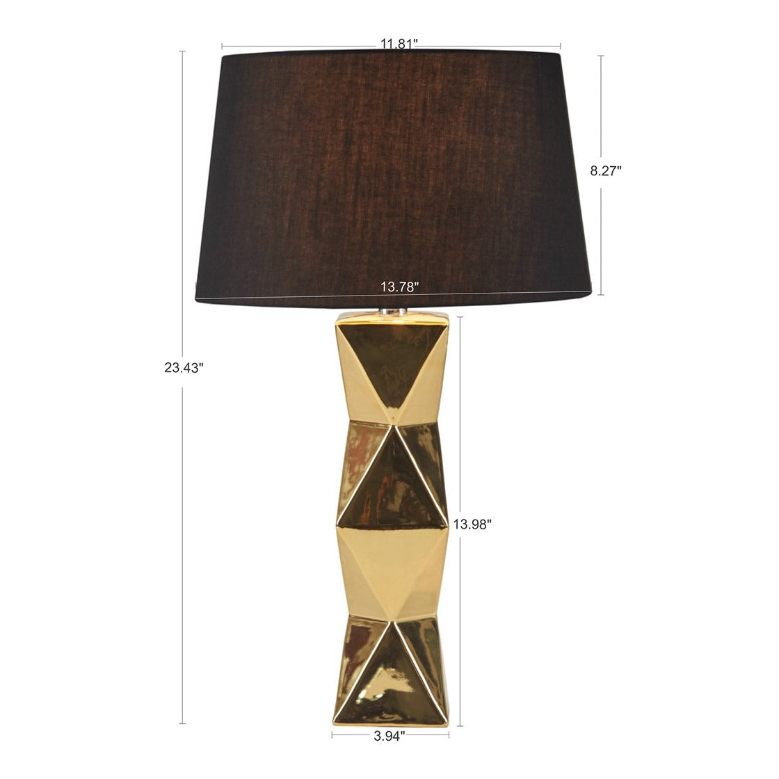 Tali Geometric Ceramic Table Lamp, Gold