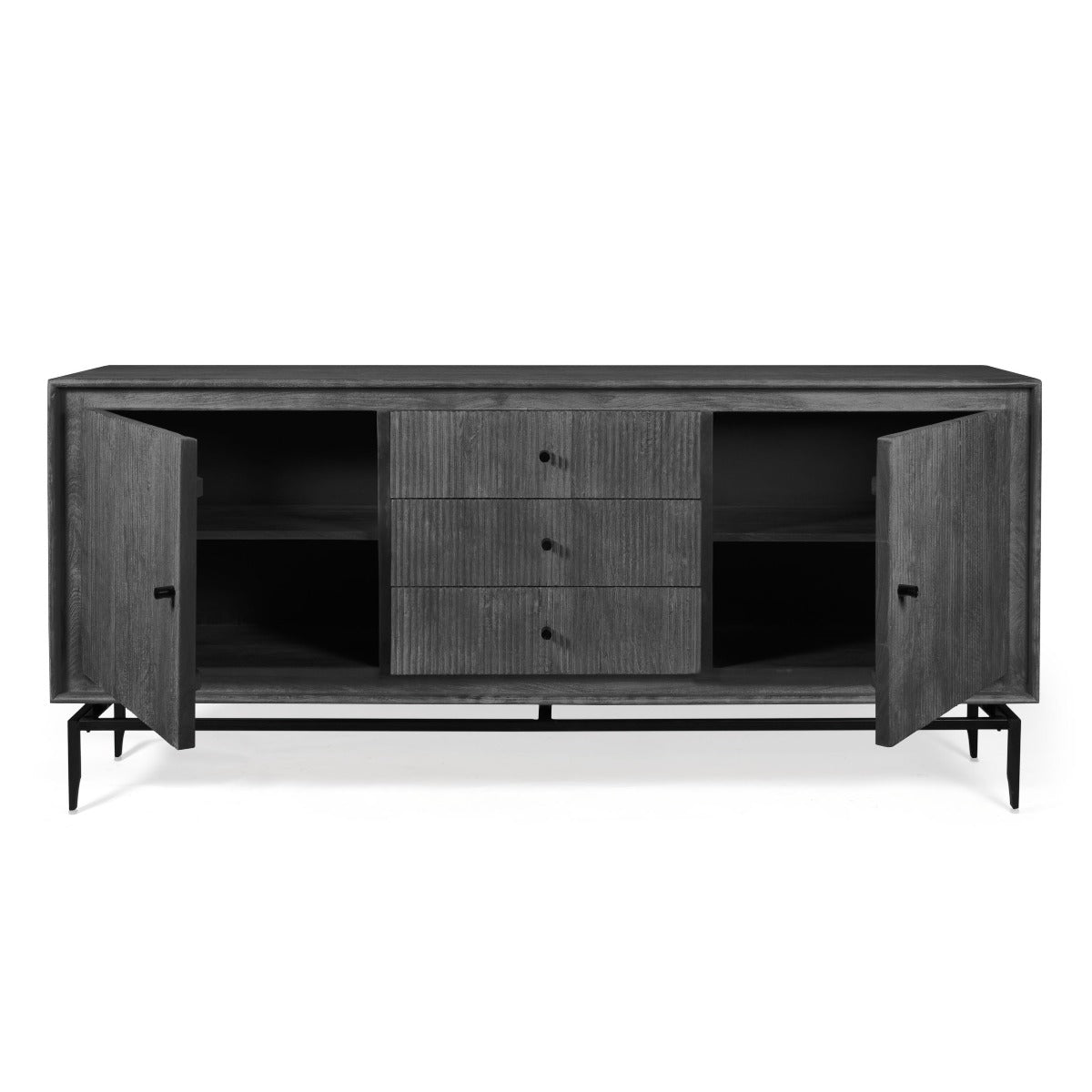 REAL WOOD SIDEBOARD, BLACK