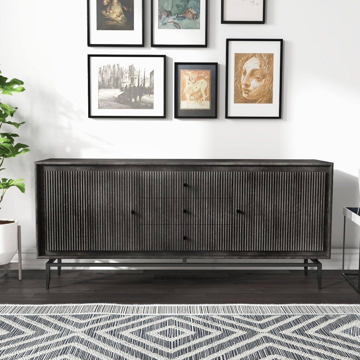 REAL WOOD SIDEBOARD, BLACK