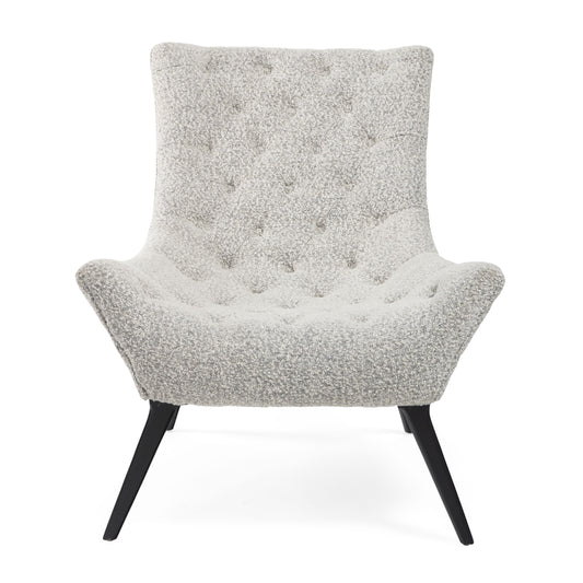 Curved Back Boucle Fabric Accent Chair