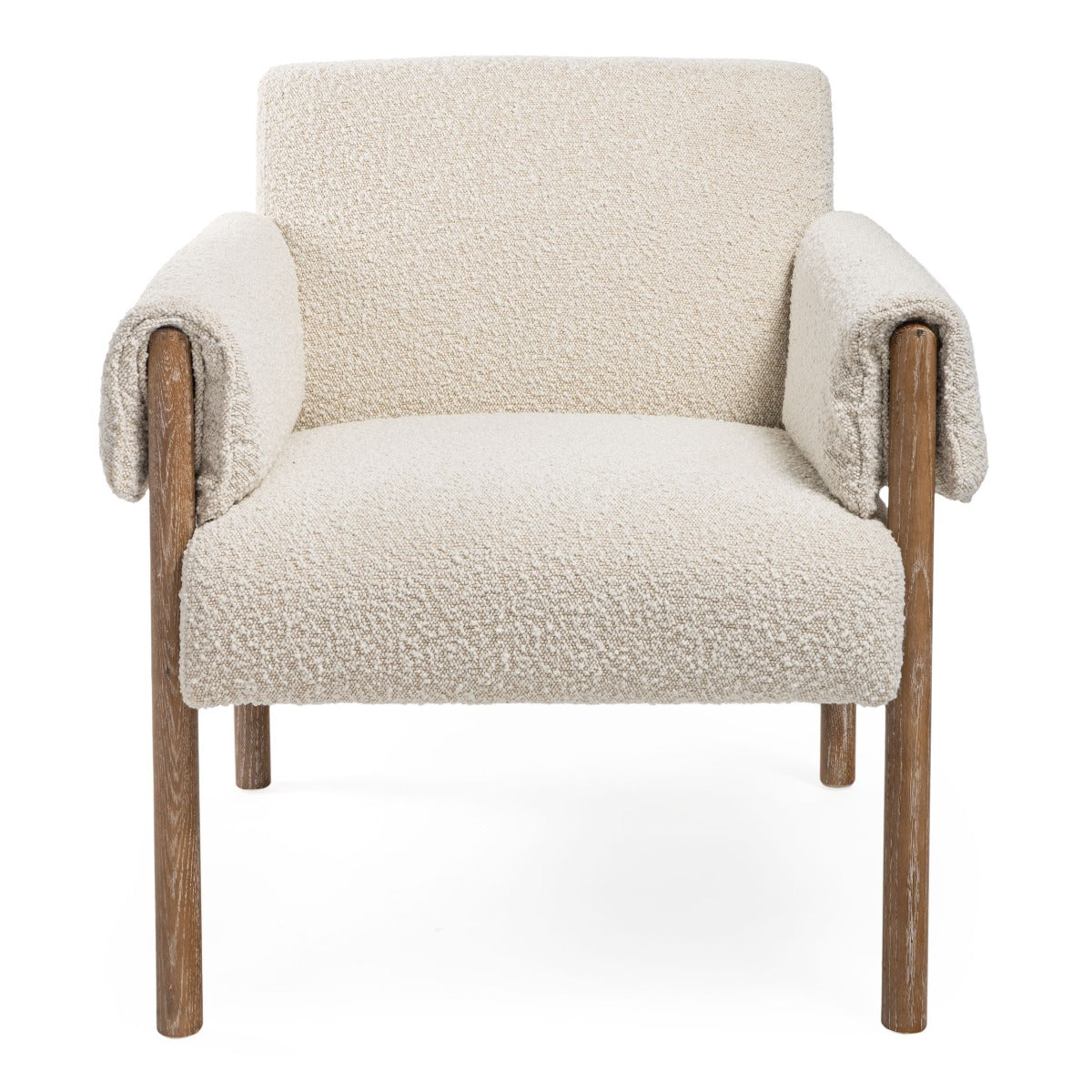 Modern White Boucle Fabric Accent Chair