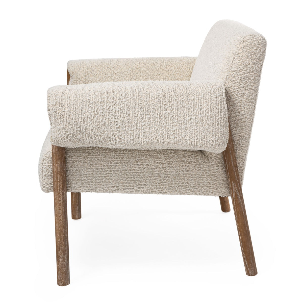 Modern White Boucle Fabric Accent Chair