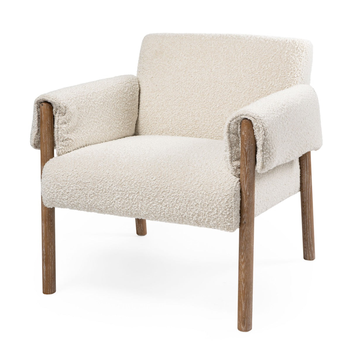 Modern White Boucle Fabric Accent Chair