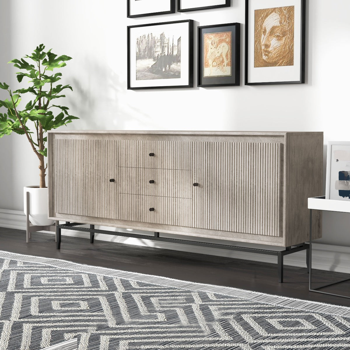 Real WOOD SIDEBOARD, GRAY