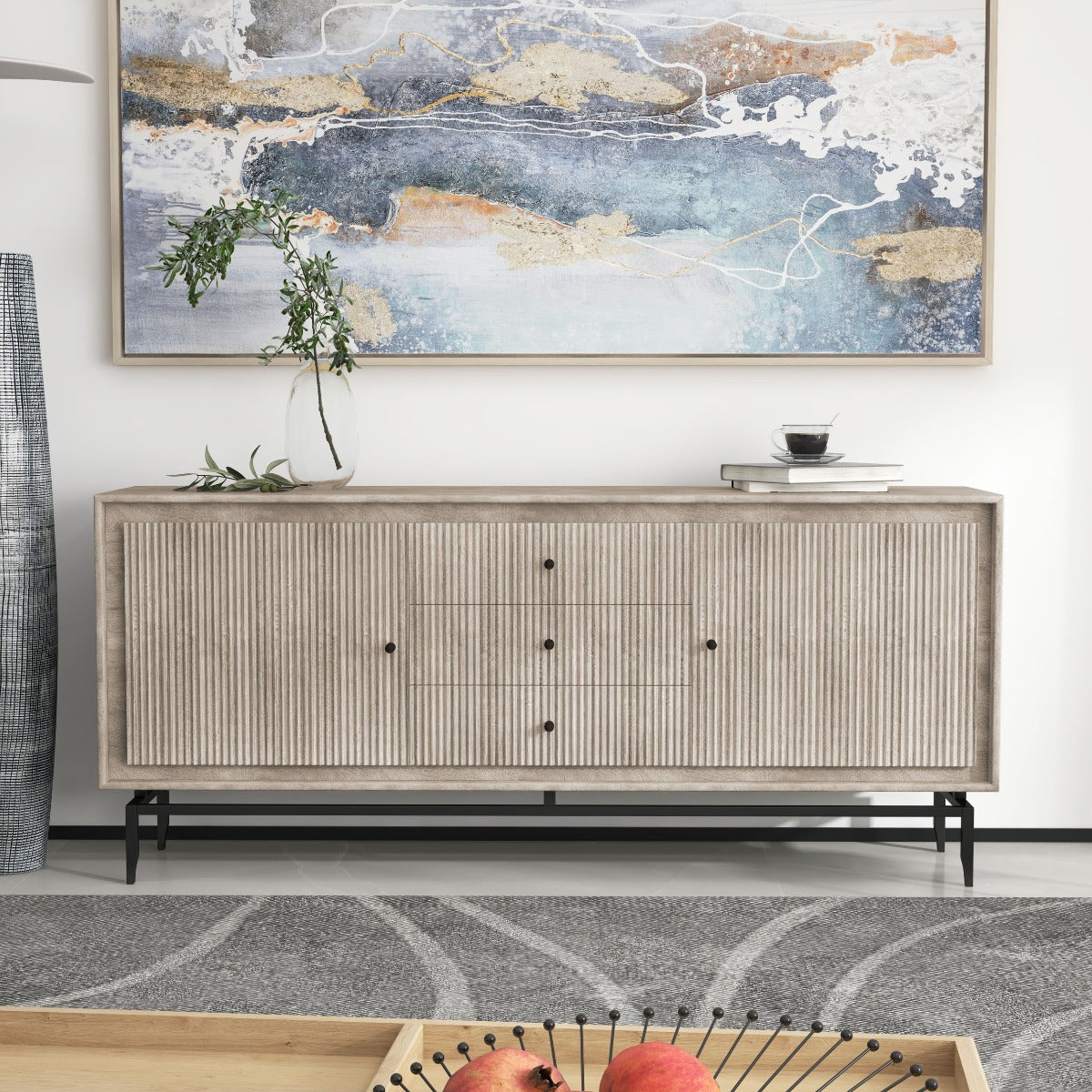 Real WOOD SIDEBOARD, GRAY