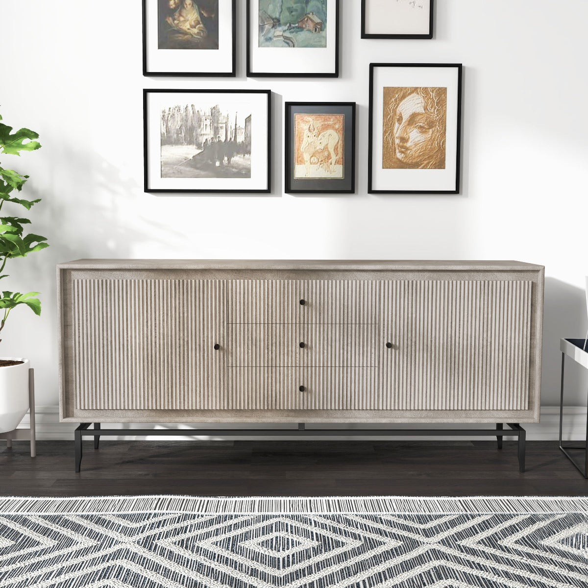 Real WOOD SIDEBOARD, GRAY