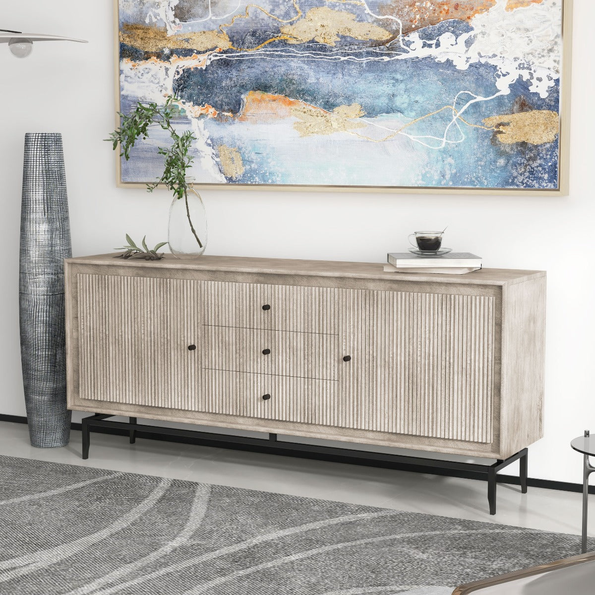 Real WOOD SIDEBOARD, GRAY