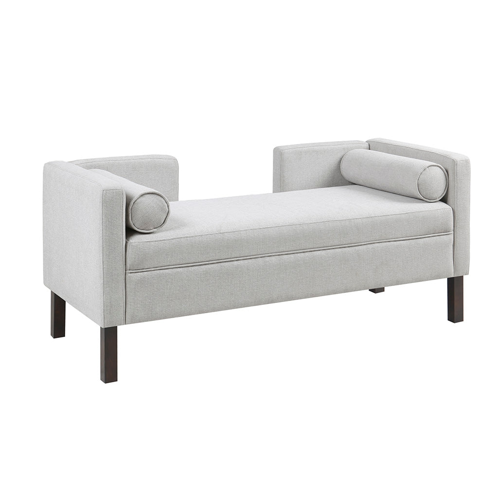 Modern Open Back Upholstered Accent Bench, Grey