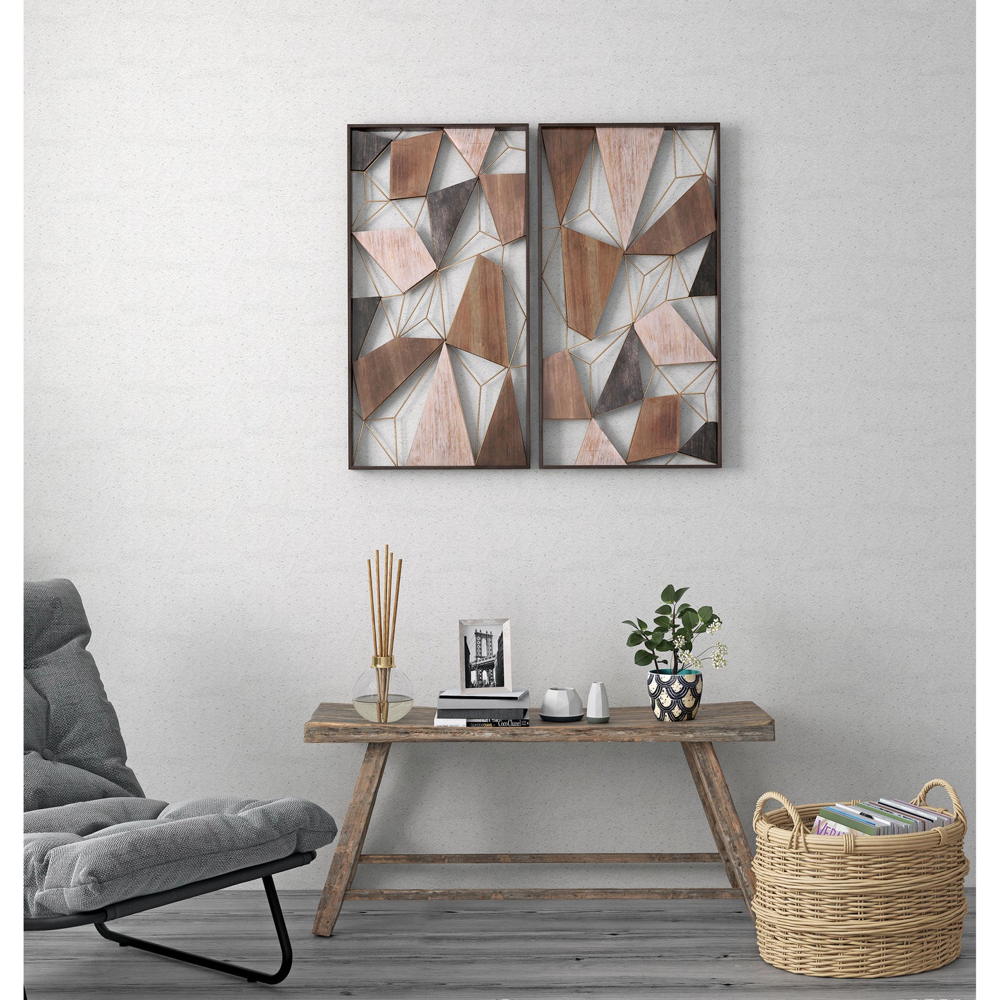 SET OF 2 Geometric Pattern Wall Decor