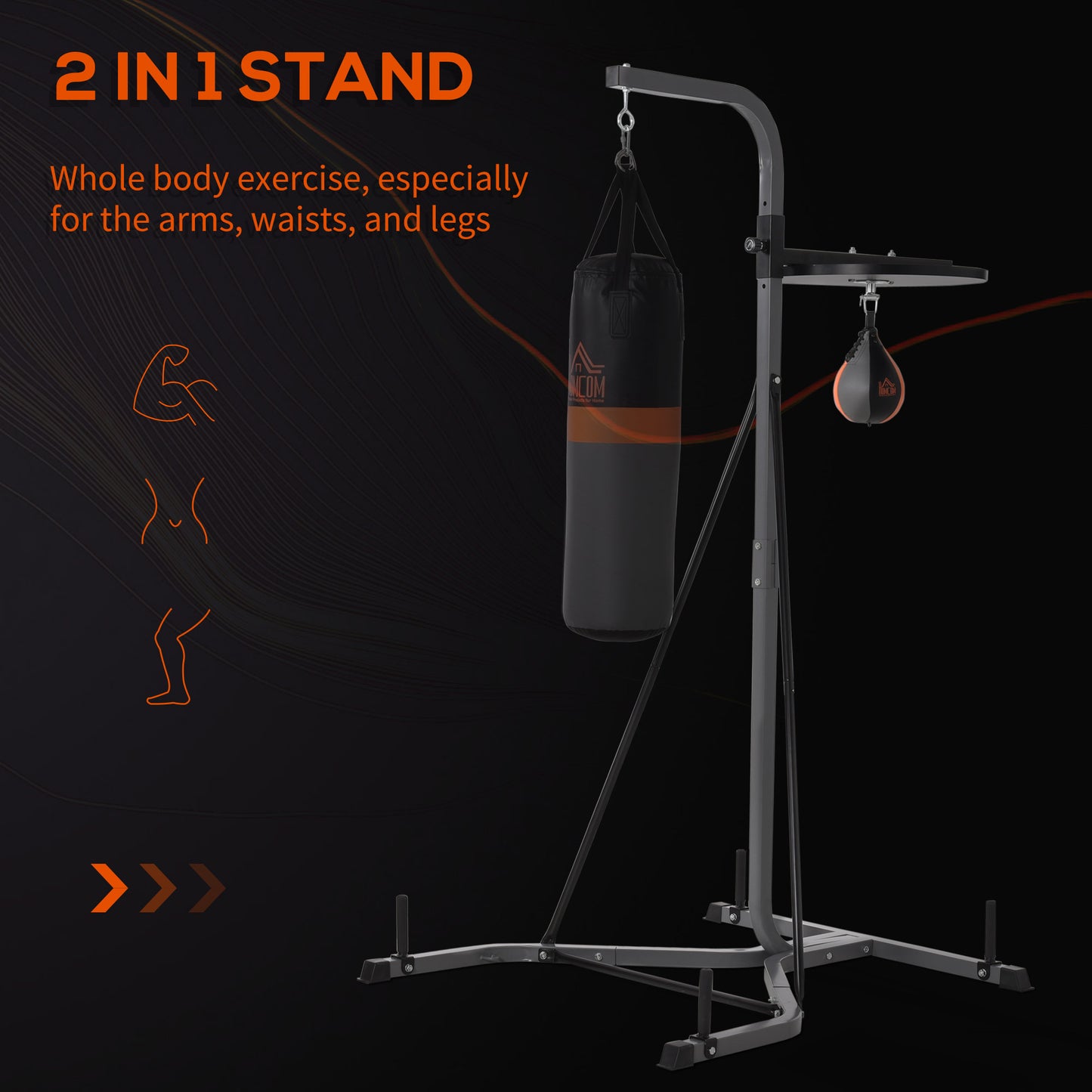 Punching Bag Holder and Speed Ball Exercise Punching Bag Stand with Punching Ball 45.25"L x 61.75"W x 87"H Load 220lb