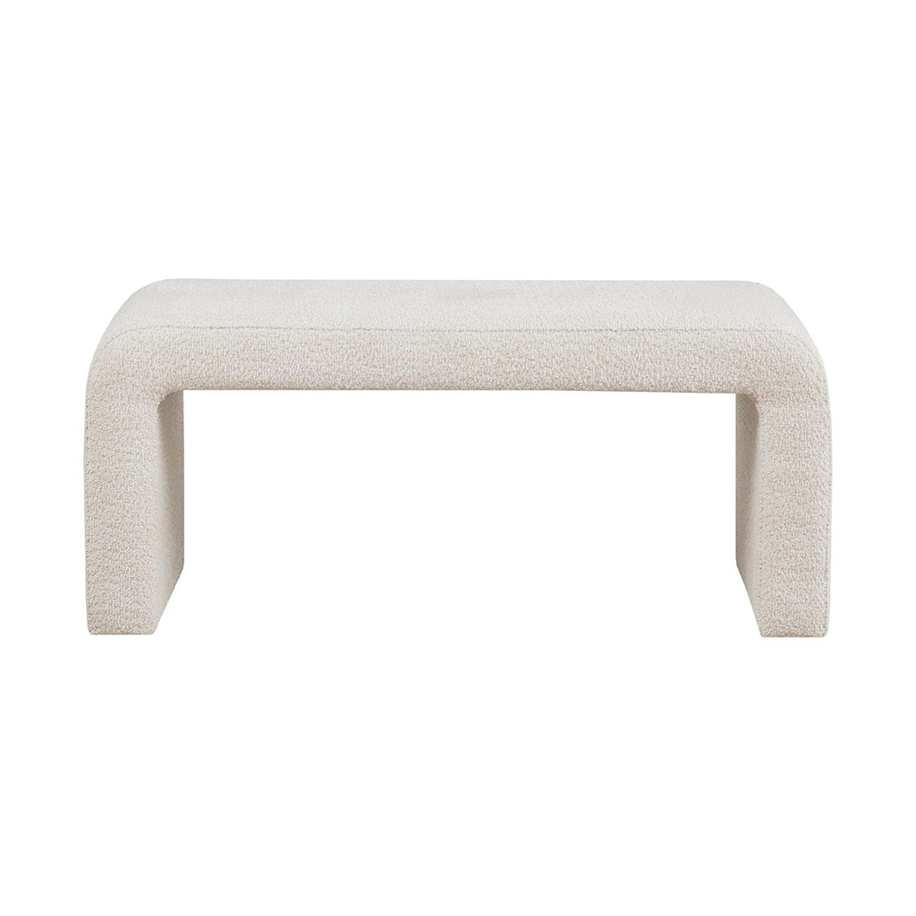 Cream Boucle Waterfall Accent Bench