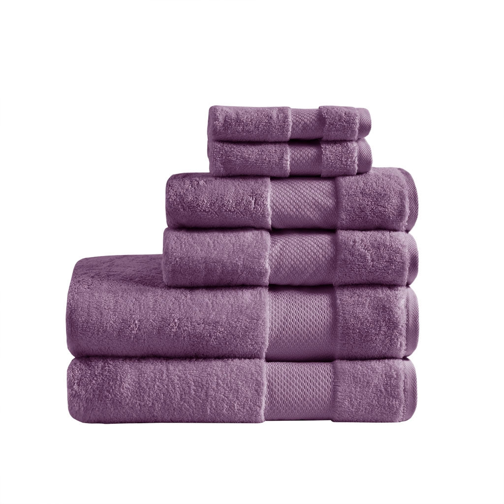 Turkish Cotton 6-Piece Bathroom Towel Set, Purple