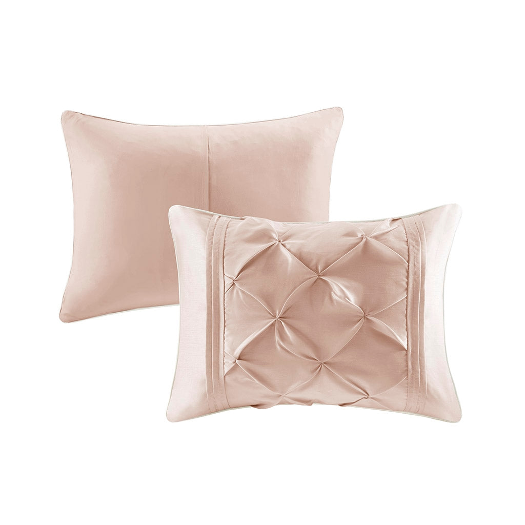 Silky Tufted 7-Piece Comforter Set, Blush