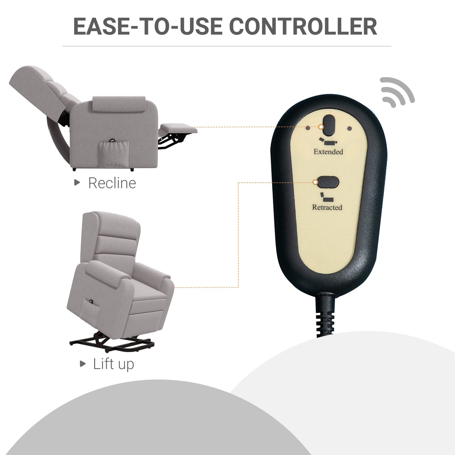 Lift Chair for Elderly, Power Chair Recliner with Footrest, Remote Control, Side Pockets for Living Room