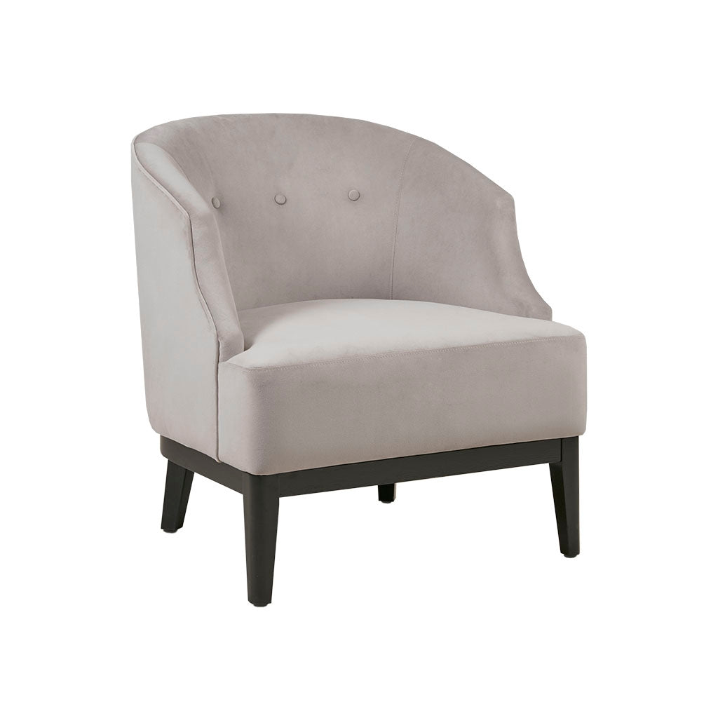 Velvet Curved Accent Chair with Tufted Back, Grey