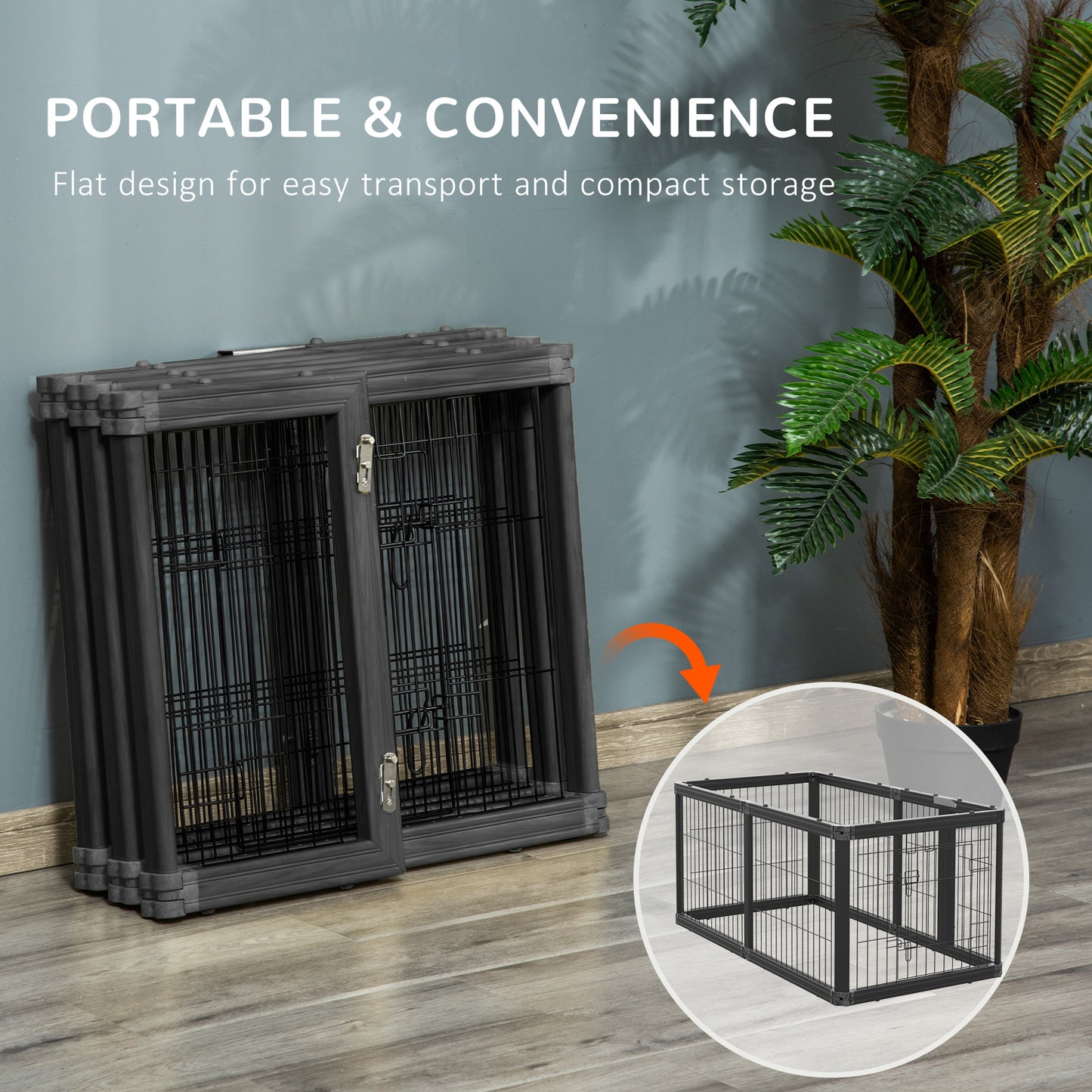 Dog Playpen, 6 Panels 24.5" Heavy Duty Pet Playpen, Foldable Dog Exercise Pen with Door Indoor Outdoor, Black