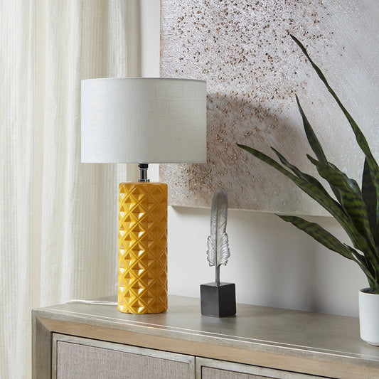 Mazi Cylinder Ceramic Table Lamp, Orange