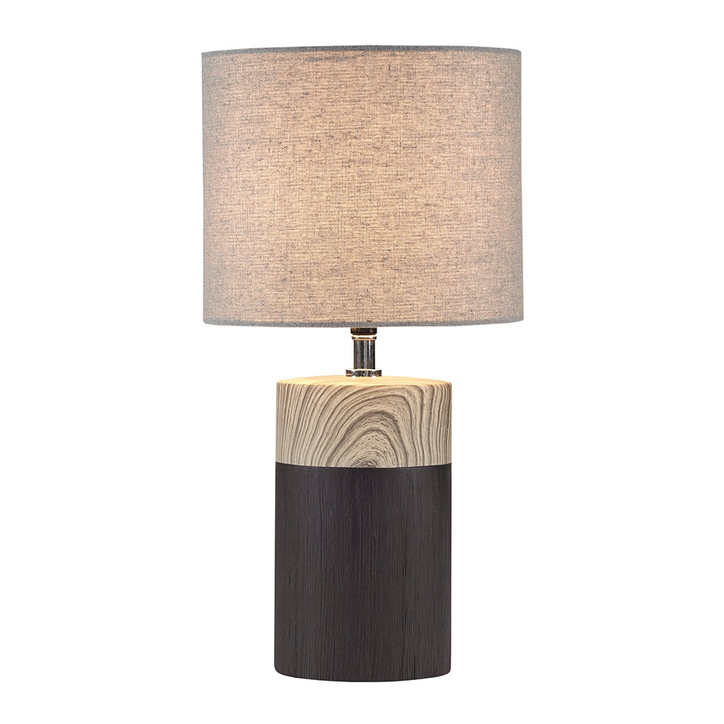 Mid-Century Wood Grain Table Lamp, Matte Black