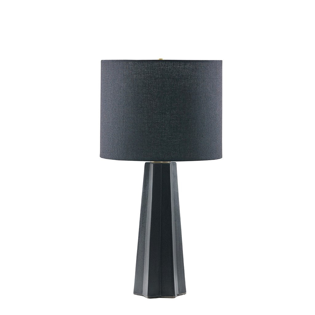 Matte Black Ceramic Ribbed Table Lamp