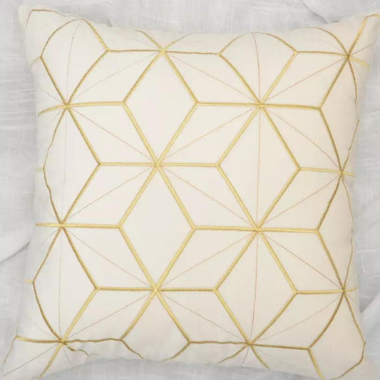 Gold Plaid Velvet Cushion Cover (18x18" - 45x45 cm) CREAM