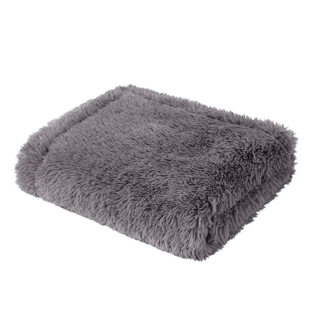 Long Faux Fur Throw 50"x60", Grey