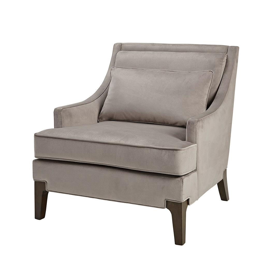 Upholstered Armchair with Lumbar Pillow, Grey