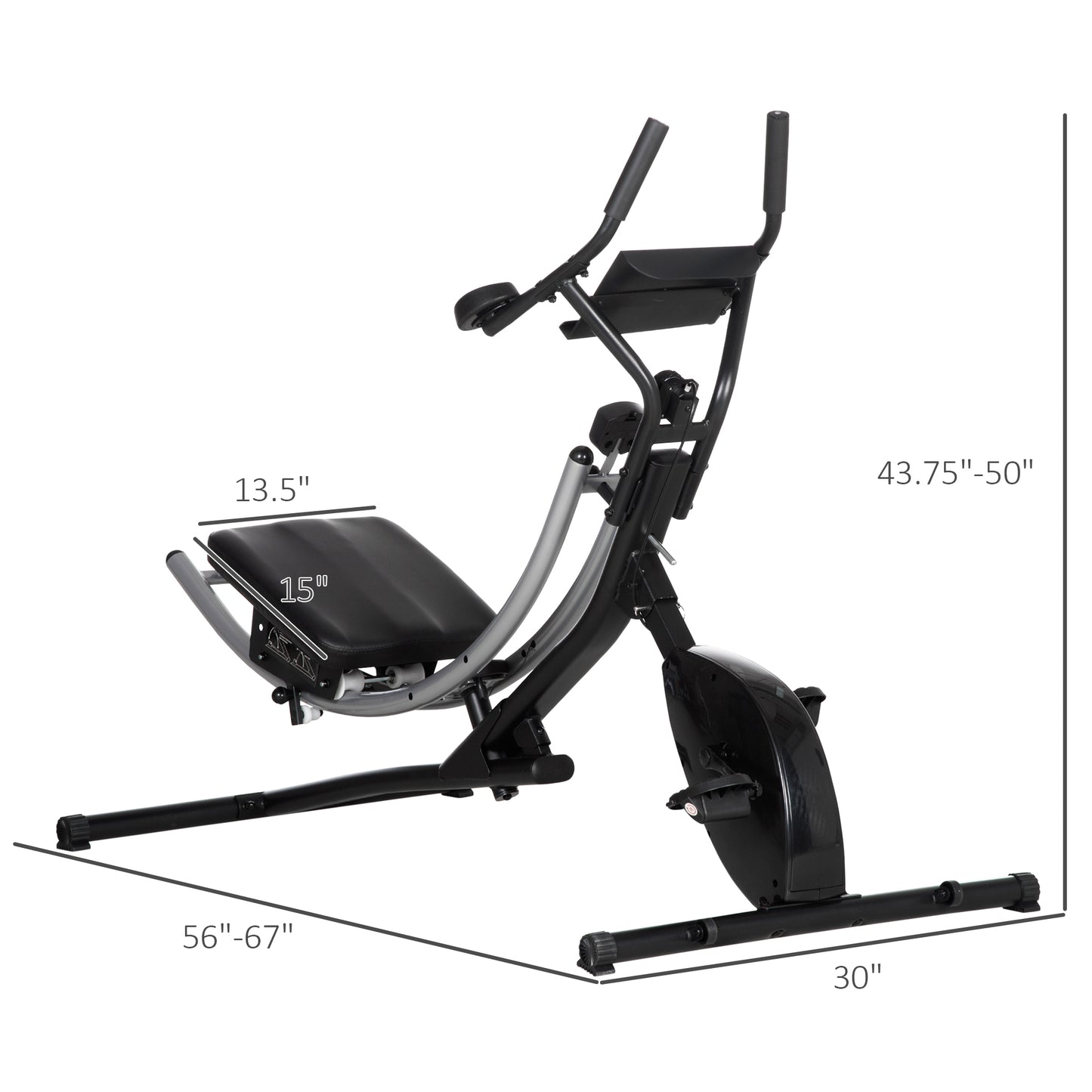 Ab Machine and Exercise Bike, Multi-functional Ab Workout Equipment Side Shaper w/ Three Adjustable Heights, 8-Level Adjustable Resistance and Two Wheels for Home Gym Strength Training