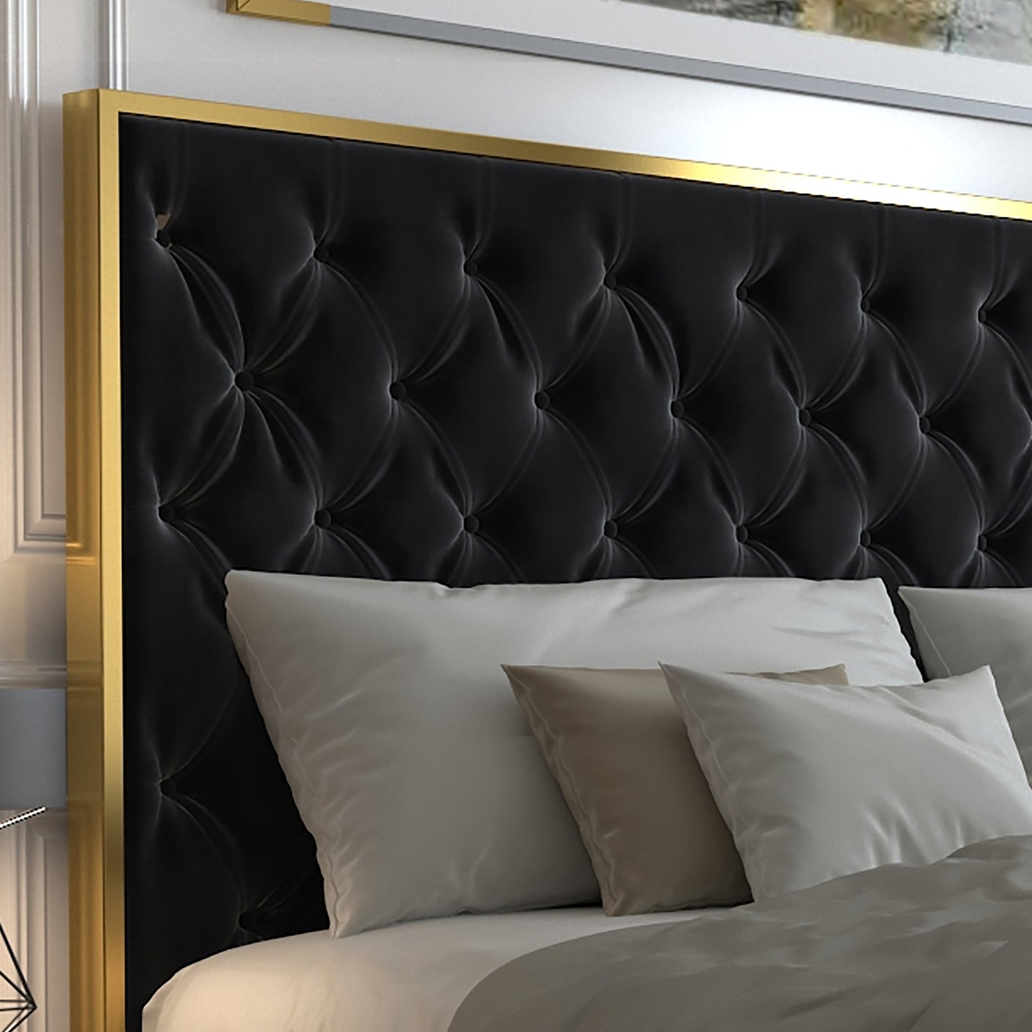 Lucille 78" King Bed in Black and Gold