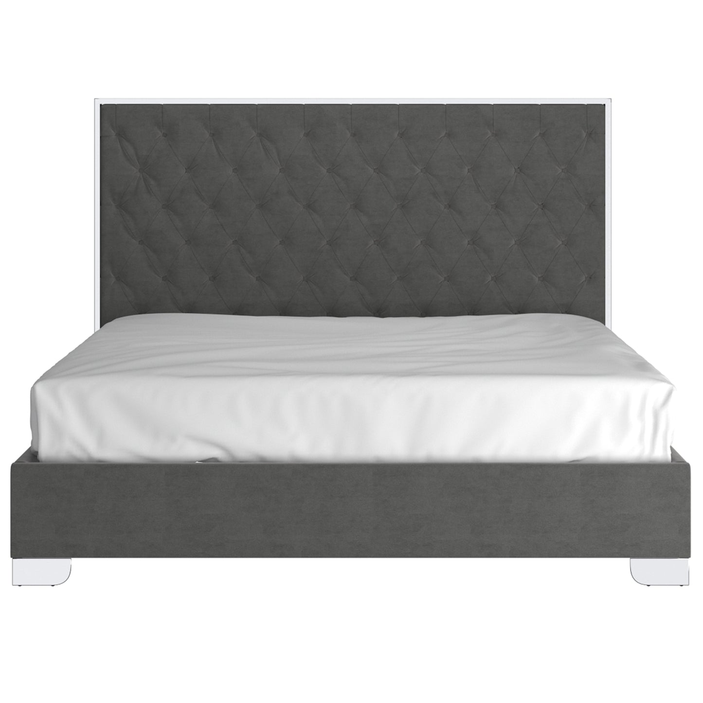 Lucille 78" King Bed in Grey and Silver