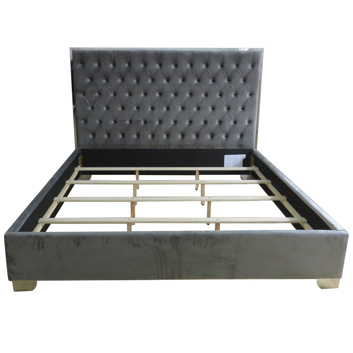 Lucille 78" King Bed in Grey and Silver