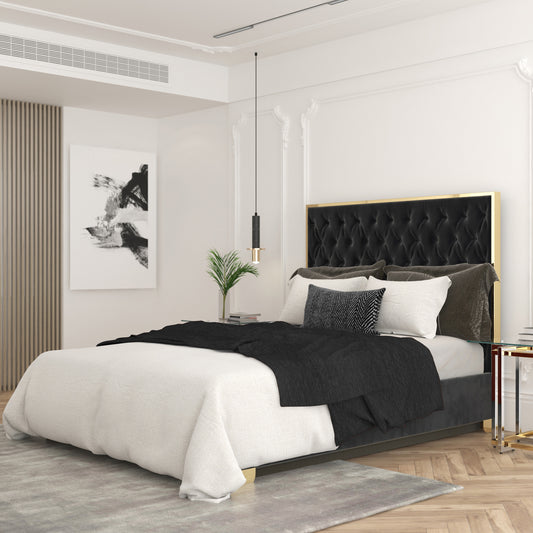 Lucille 60" Queen Bed in Black and Gold