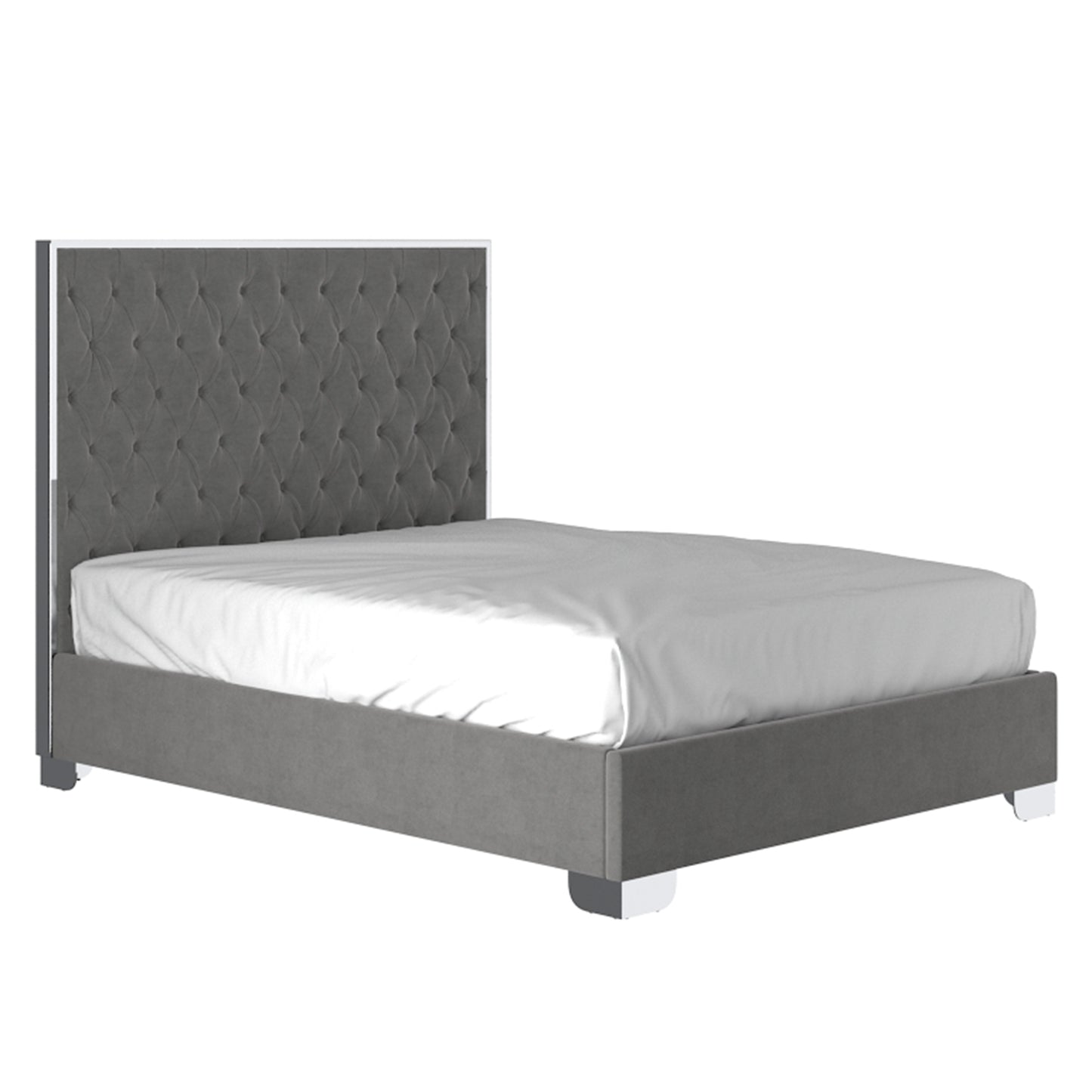 Lucille 60" Queen Bed in Grey and Silver