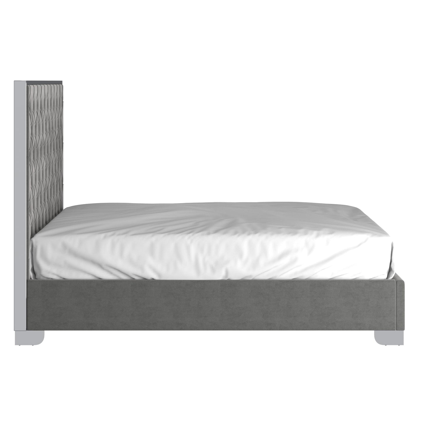 Lucille 60" Queen Bed in Grey and Silver