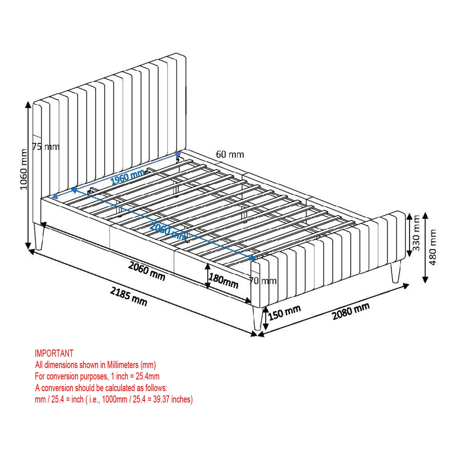 Hannah 78" King Platform Bed in Charcoal