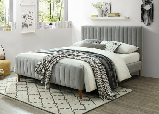 Hannah 60" Queen Platform Bed in Light Grey