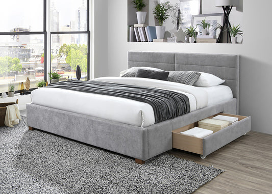 78" King Platform Bed w/Drawers in Light Grey