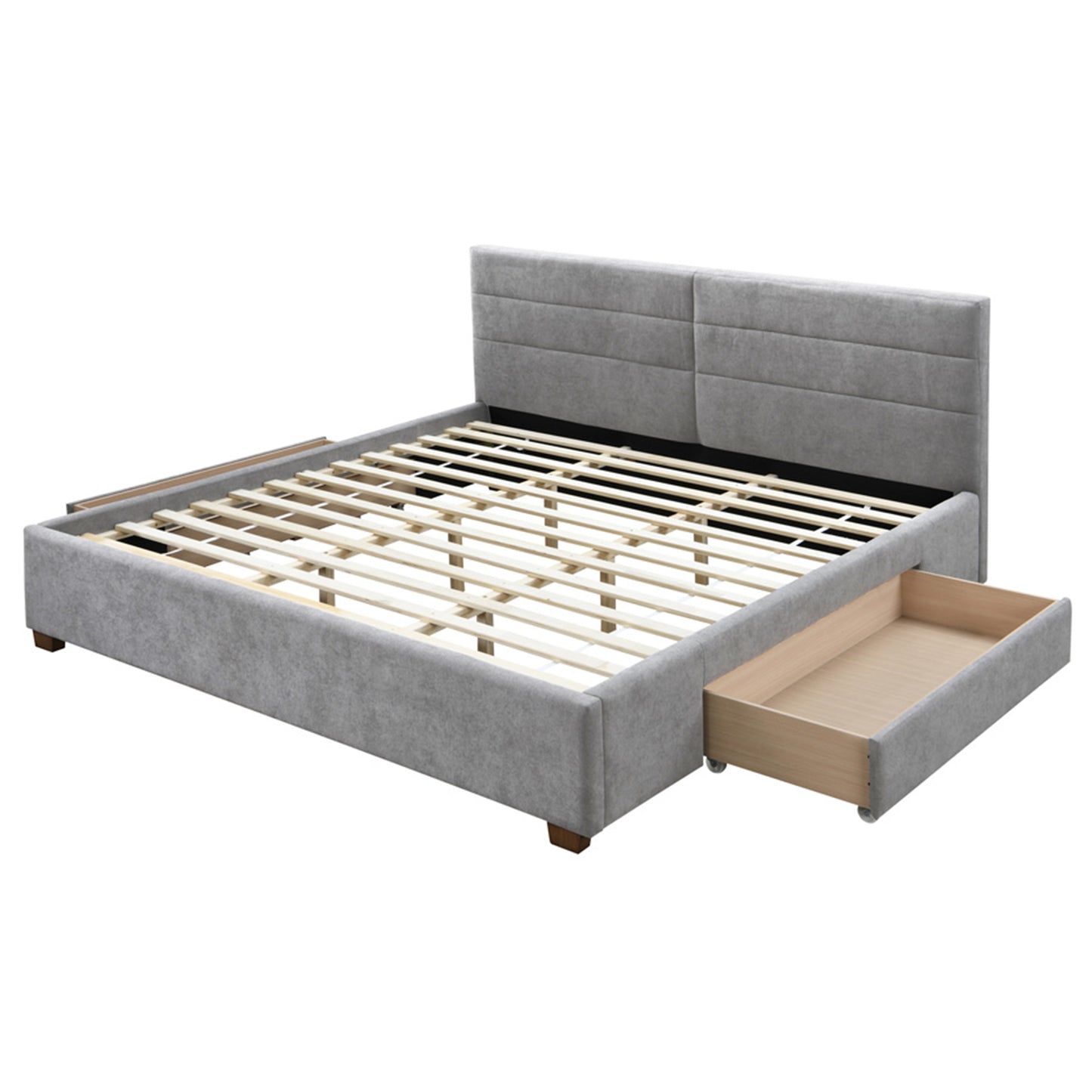 78" King Platform Bed w/Drawers in Light Grey