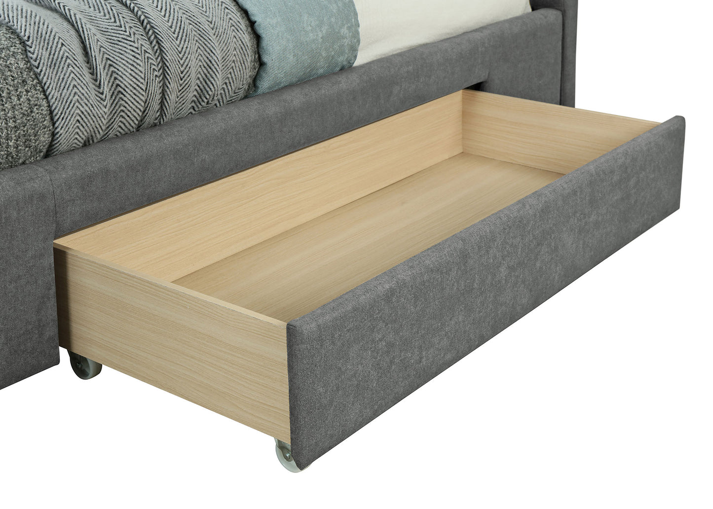 78" King Platform Bed w/Drawers in Light Grey