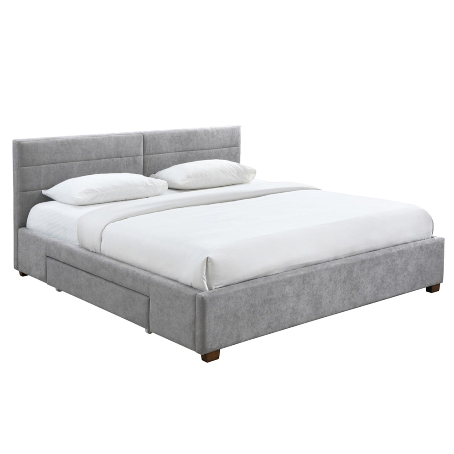 78" King Platform Bed w/Drawers in Light Grey